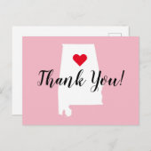 Create Your Own Red Heart White Alabama Thank You ポストカード (正面/裏面)