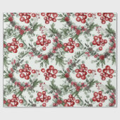 Create Your Own Red Holly & Pinecones ラッピングペーパー (フラット)