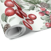 Create Your Own Red Holly & Pinecones ラッピングペーパー (ロールコーナー)
