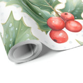 Create Your Own Red Holly White ラッピングペーパー (ロールコーナー)