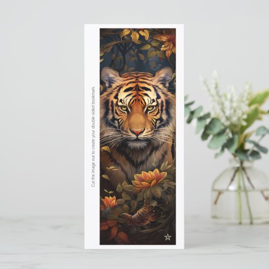 Create Your Own Regal Tiger Floral Bookmark Card (スタンド正面)