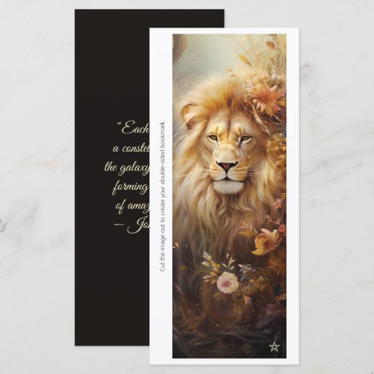 Create Your Own Romantic Floral Lion Bookmark Card (正面/裏面)