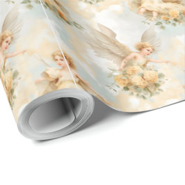 Create Your Own Romantic Yellow Roses Angels ラッピングペーパー