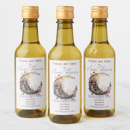 Create Your Own Rustic Sunset Floral Crescent Moon ワインラベル (ボトル)