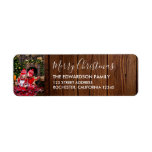 Create your own rustic wood family photo Christmas ラベル<br><div class="desc">Design your own Merry Christmas photo return address labels.
Add your own most beautiful photo of your family and create a very special and unique personal return address label.
You can easily change the text and photo.
If you need help feel free to contact me at pixelshoot3@gmail.com</div>