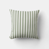 Create Your Own Sage Green White Striped Pattern クッション (正面)