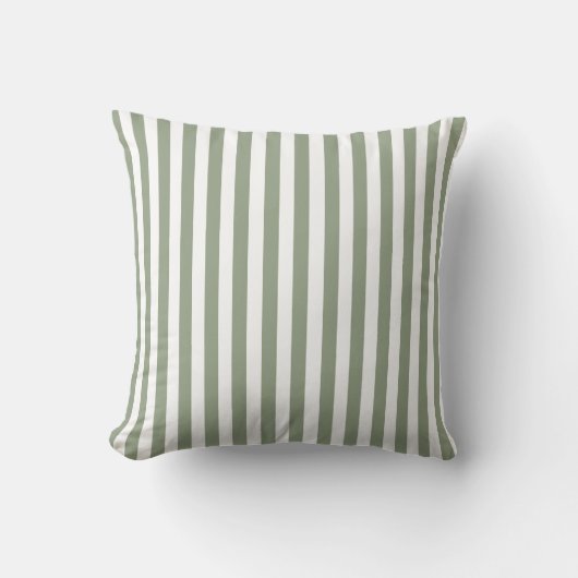 Create Your Own Sage Green White Striped Pattern クッション (正面)