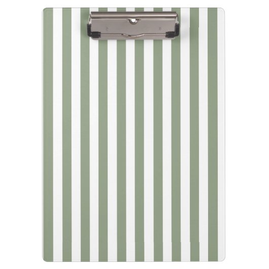 Create Your Own Sage Green White Striped Pattern クリップボード (正面)