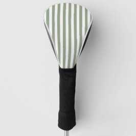 Create Your Own Sage Green White Striped Pattern ゴルフヘッドカバー