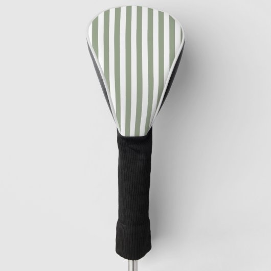 Create Your Own Sage Green White Striped Pattern ゴルフヘッドカバー (正面)