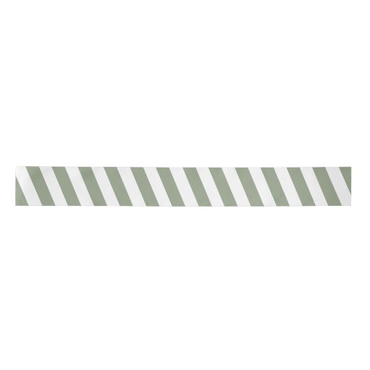 Create Your Own Sage Green White Striped Pattern サテンリボン (正面)