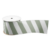 Create Your Own Sage Green White Striped Pattern サテンリボン (リール)
