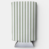 Create Your Own Sage Green White Striped Pattern スリム缶クーラー (正面)