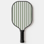 Create Your Own Sage Green White Striped Pattern ピックルボールラケット (正面)