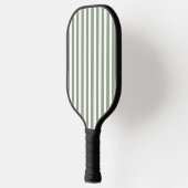 Create Your Own Sage Green White Striped Pattern ピックルボールラケット (左)