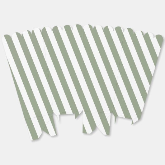 Create Your Own Sage Green White Striped Pattern フェイバーボックス (見開き)