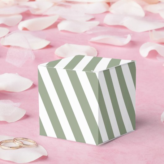 Create Your Own Sage Green White Striped Pattern フェイバーボックス (ウェディング)