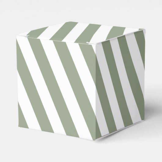 Create Your Own Sage Green White Striped Pattern フェイバーボックス (正面サイド)
