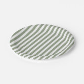 Create Your Own Sage Green White Striped Pattern ペーパープレート (アングル)