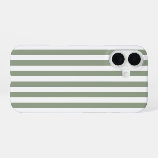 Create Your Own Sage Green White Striped Pattern iPhone 16ケース (裏面横)