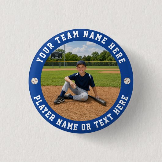 Create Your Own Sports Baseball Team Photo 缶バッジ (正面)
