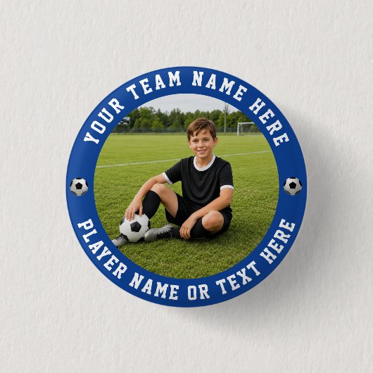Create Your Own Sports Soccer Team Photo 缶バッジ (正面)