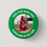 Create Your Own Sports Team Photo  缶バッジ<br><div class="desc">Photo of a softball catcher ready to receive the ball from the pitcher on a pin button. The photo template is easy to customize. Gift for a player or a team of softball, baseball, hockey, basketball, football or any other sport. Easily place a square photo in the template to make...</div>