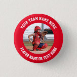 Create Your Own Sports Team Photo Button 缶バッジ<br><div class="desc">Photo of a softball catcher ready to receive the ball from the pitcher on a pin button. The photo template is easy to customize. Gift for a player or a team of softball, baseball, hockey, basketball, football or any other sport. Easily place a square photo in the template to make...</div>