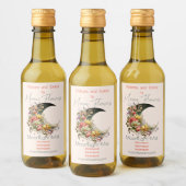 Create Your Own Spring Floral Crescent Moon ワインラベル (ボトル)