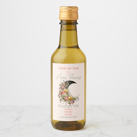 Create Your Own Spring Floral Crescent Moon ワインラベル (正面)