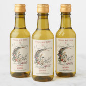 Create Your Own Summer Floral Crescent Moon ワインラベル (ボトル)