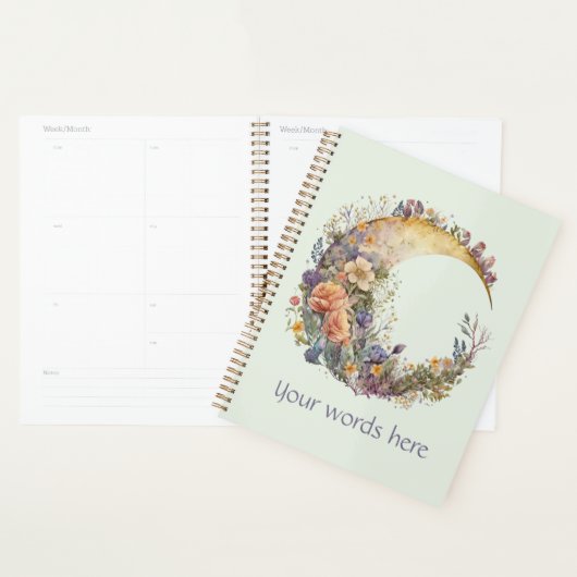 Create Your Own Summer Garden Floral Crescent Moon プランナー手帳 (ディスプレー)