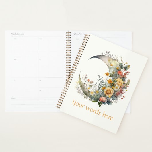 Create Your Own Sunny Floral Crescent Moon プランナー手帳 (ディスプレー)