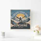 Create Your Own Sunshine スクエア壁時計 (ホーム)