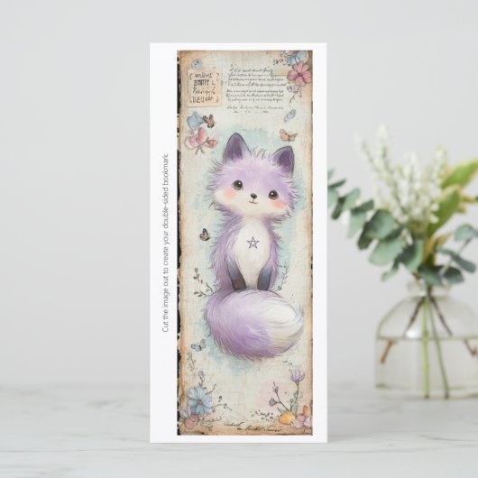 Create Your Own Sweet Purple Fox Bookmark Card (スタンド正面)