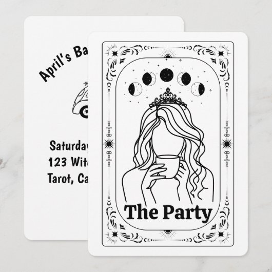 Create Your Own Tarot Mystic Celestial Moon Magic 招待状 (正面/裏面)