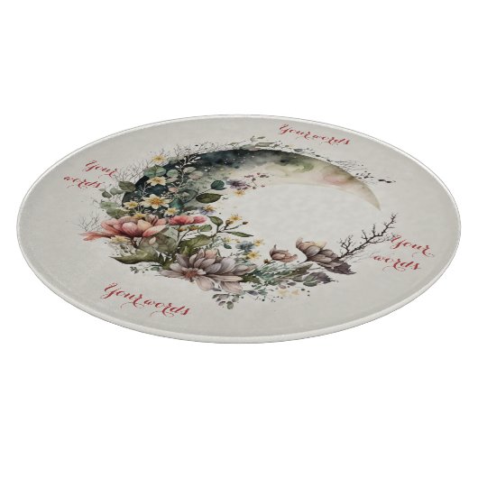 Create Your Own Tea Roses Floral Crescent Moon カッティングボード (角)