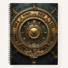 Create Your Own Teal Gold Clock Steampunk ノートブック