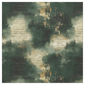 Create Your Own Teal Gold Mysterious Text Black ファブリック (クローズアップ)