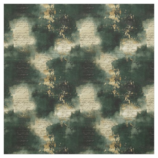 Create Your Own Teal Gold Mysterious Text Black ファブリック (見本)