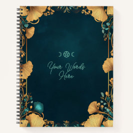 Create Your Own Teal Golden Gingko Leaves ノートブック