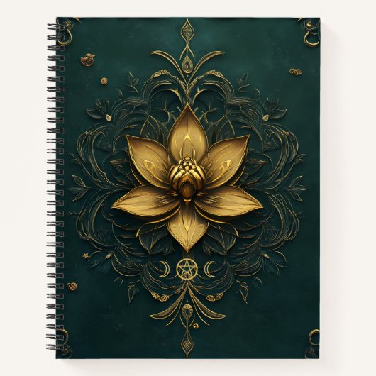 Create Your Own Teal Golden Lotus Notebook ノートブック (正面)
