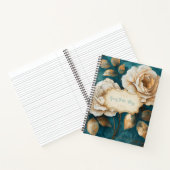 Create Your Own Teal & Golden Peach Roses Floral ノートブック (内部)
