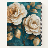 Create Your Own Teal & Golden Peach Roses Floral ノートブック (裏面)
