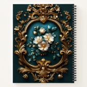 Create Your Own Teal Ornamental Gilded Blossoms ノートブック (裏面)