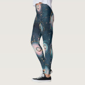 Create Your Own Teal Pink Bubble Galaxy レギンス (左)