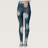 Create Your Own Teal Pink Bubble Galaxy レギンス (正面)