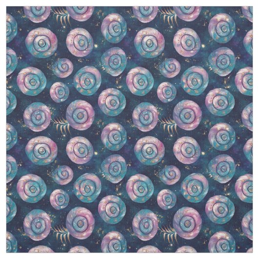 Create Your Own Teal Pink Gold Large Leafy Dots ファブリック (見本)