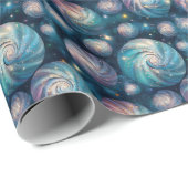 Create Your Own Teal Pink Spiral Bubbles ラッピングペーパー (ロールコーナー)