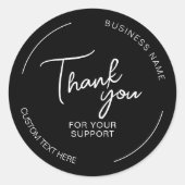 Create Your Own Thank You Black Business  ラウンドシール (正面)